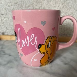 Disney Lady and The Tramp Pink Love Coffee Mug